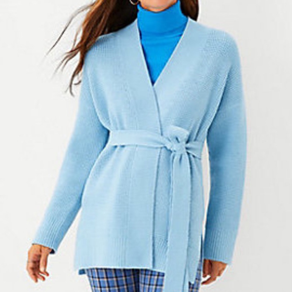 Ann Taylor belted cardigan blue Size Small